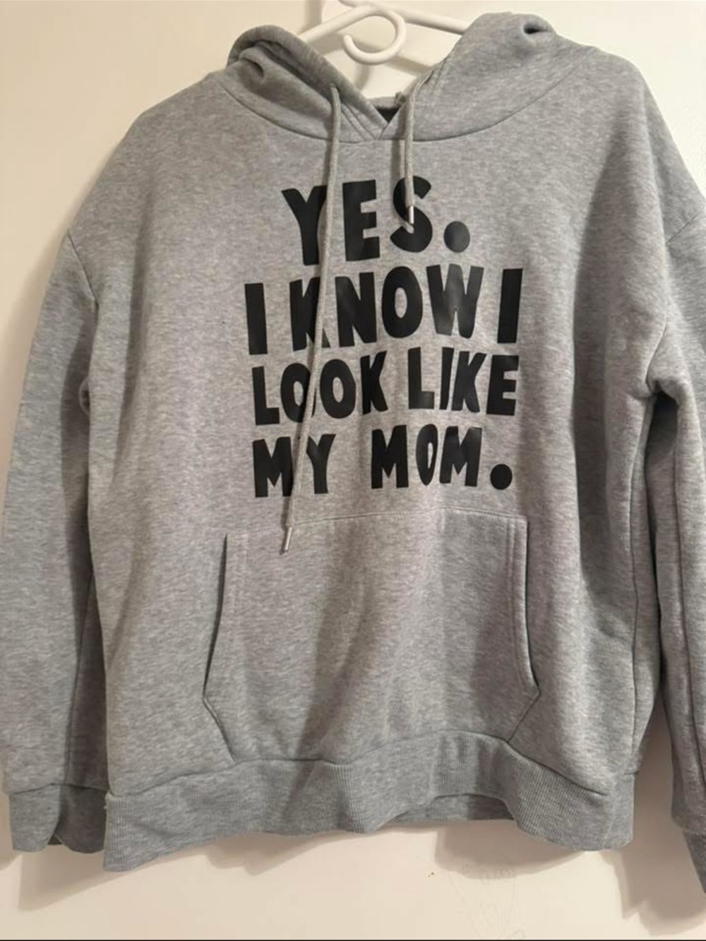 Gray Graphic Hoodie "Yes I Know I Look Like My Mom."